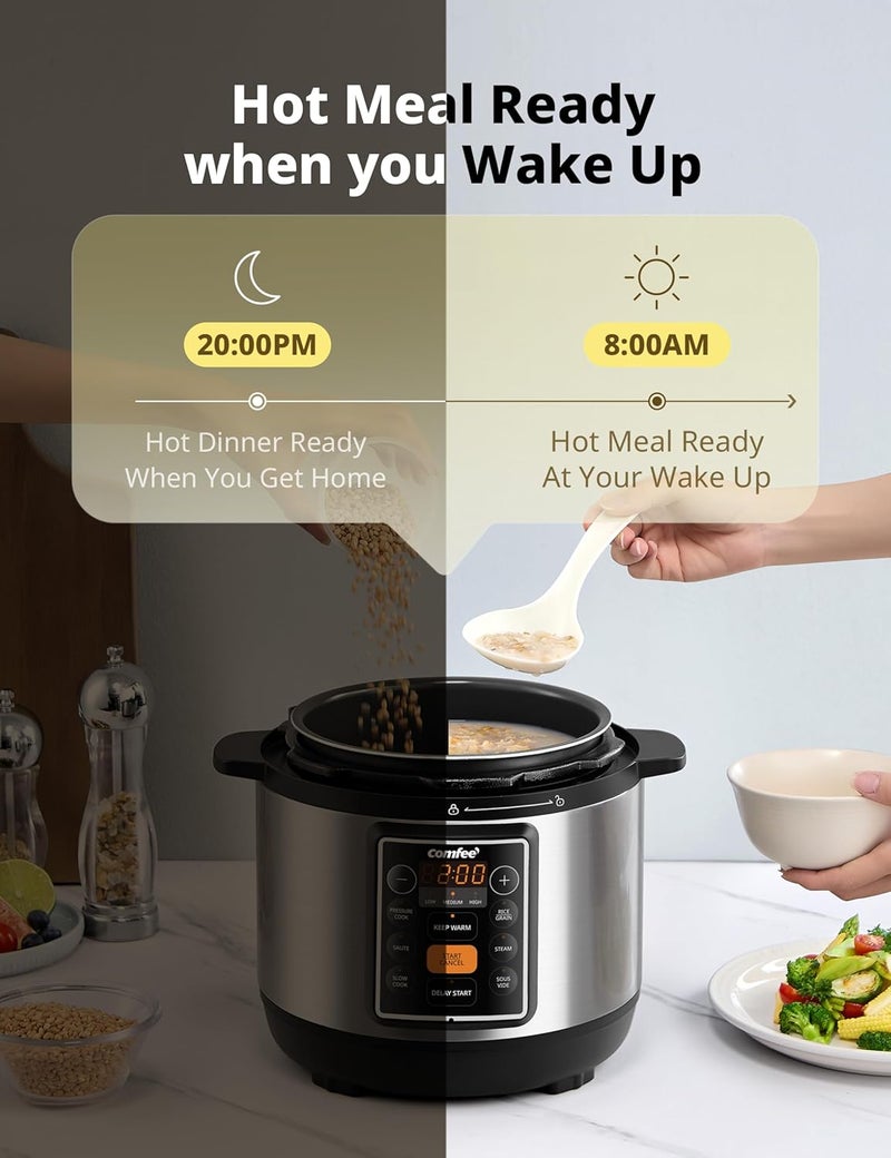 Comfee' ’ 7-in-1 Small Electric Pressure Cooker, Slow Cooker, Steamer, Sauté, Sous Vide, Warmer, Multi Cooker with Natural Ceramic Coated Non-Stick Pot, 3 Quarts - Image 5